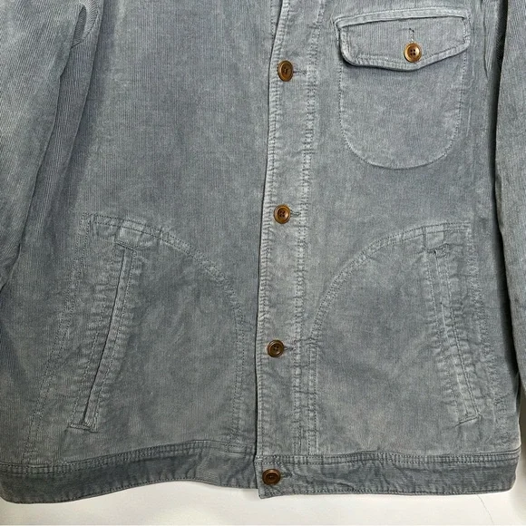 Abercrombie & Fitch Men’s Gray Sherpa Lined Buttoned Corduroy Jacket Size XL